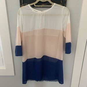 Stylish shear color block ladies dress